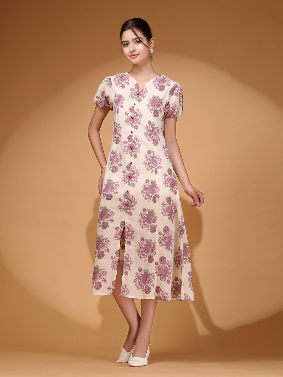 Floral Crepe Midi Dress