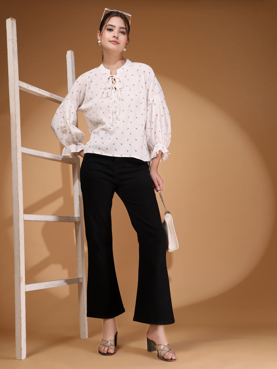 Double Gauze Print Cotton Top