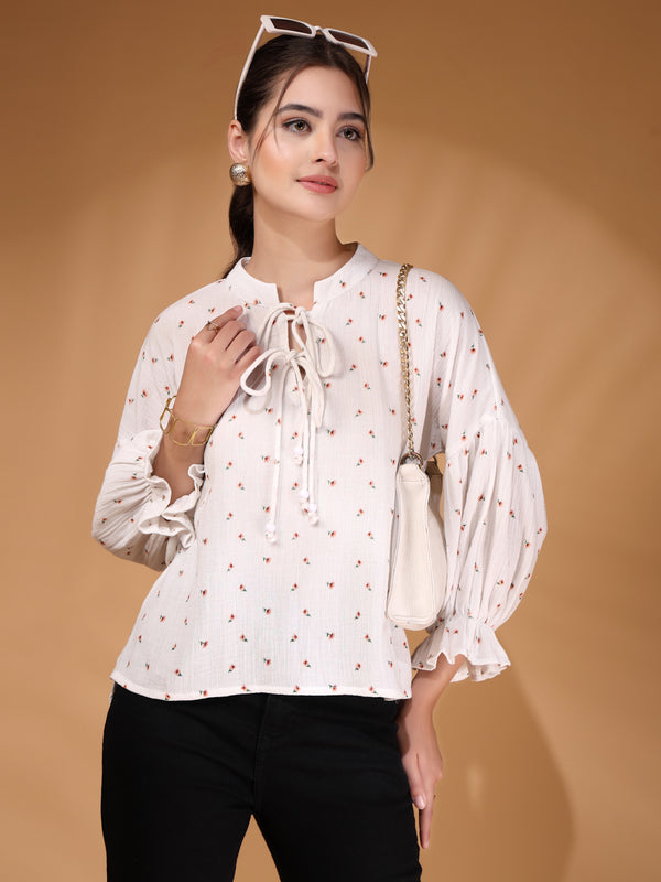 Double Gauze Print Cotton Top