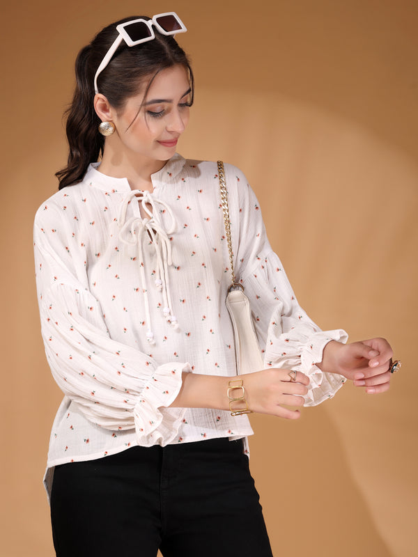 Double Gauze Print Cotton Top