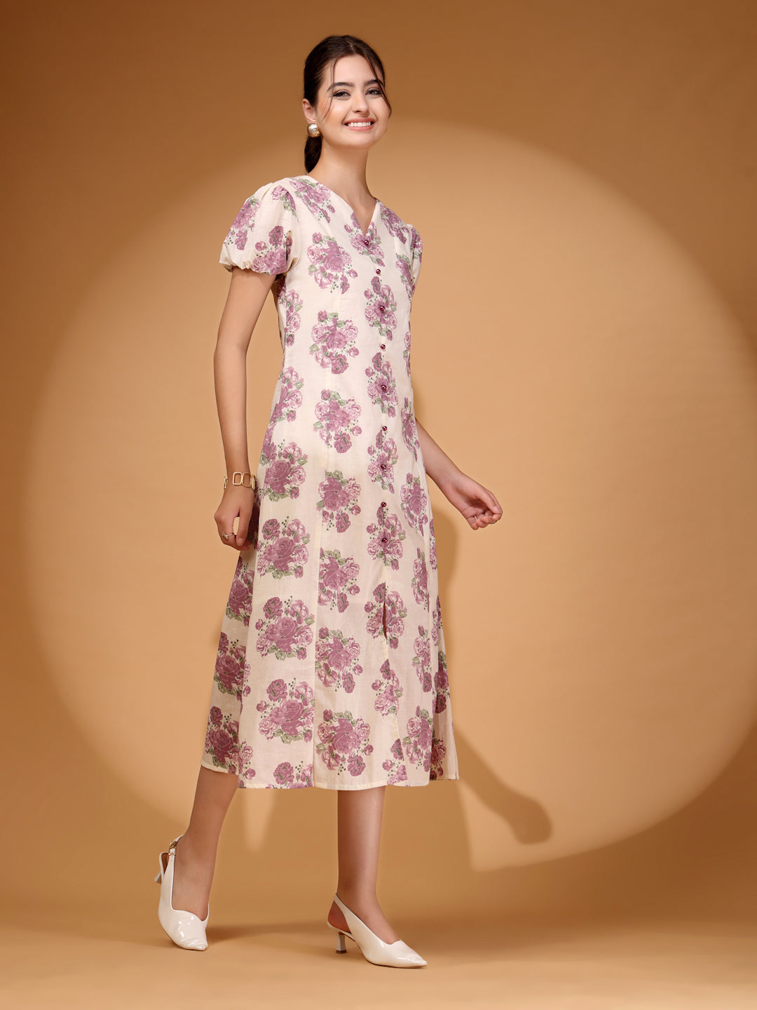Floral Crepe Midi Dress