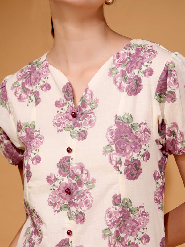 Floral Crepe Midi Dress