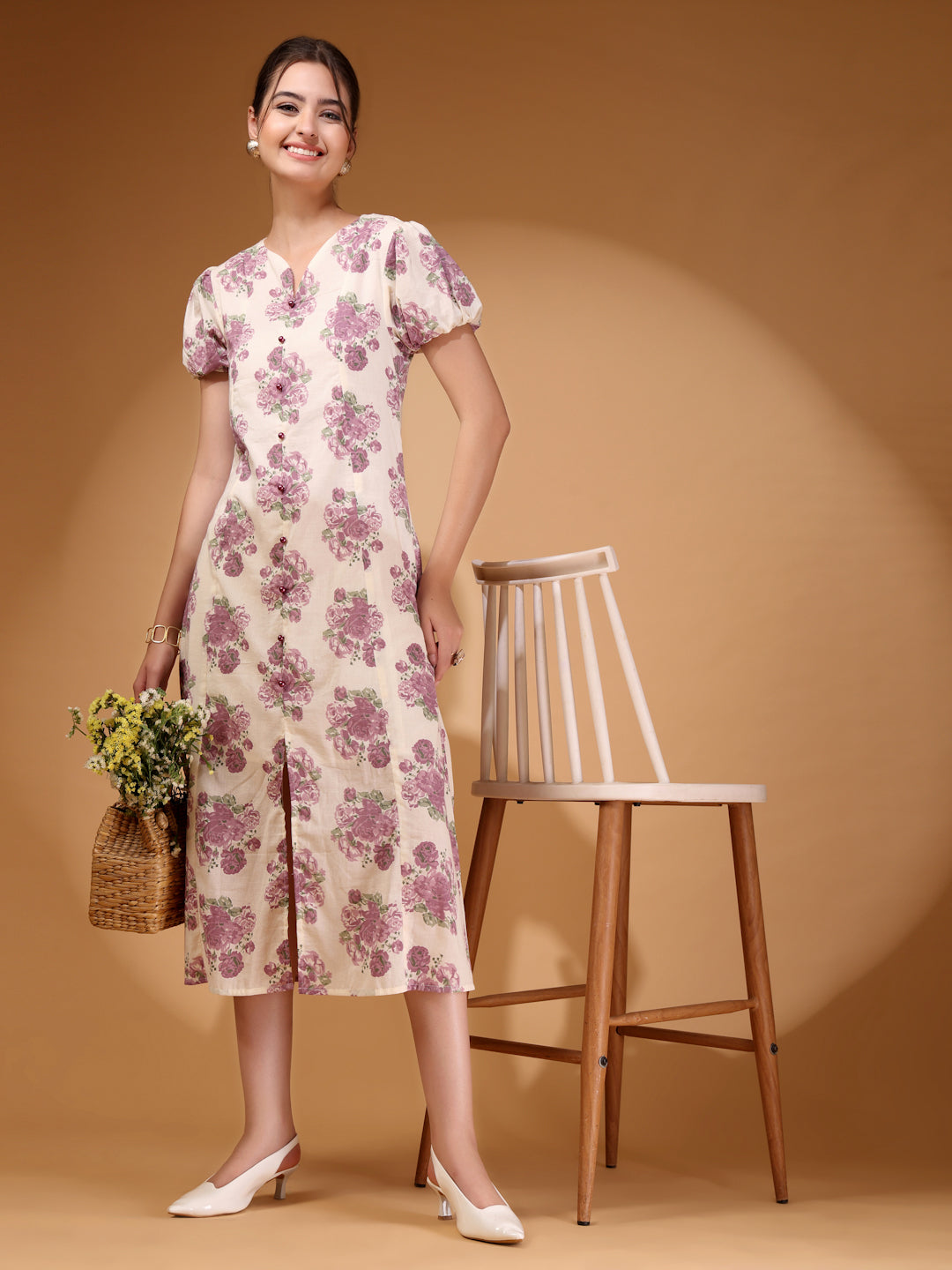 Floral Crepe Midi Dress