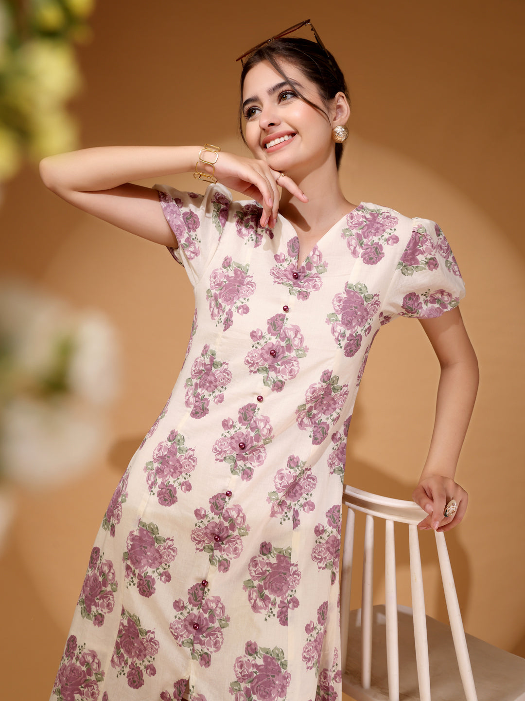 Floral Crepe Midi Dress