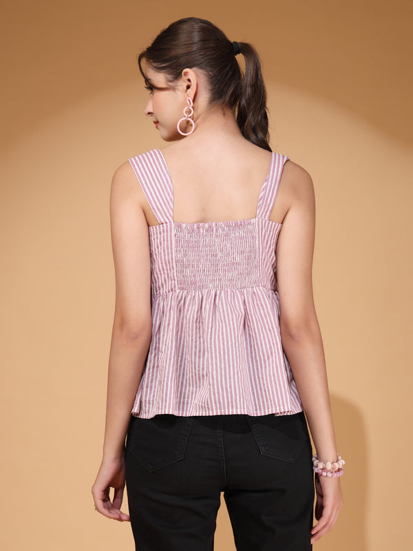Women’s Cotton Striped Crop Top
